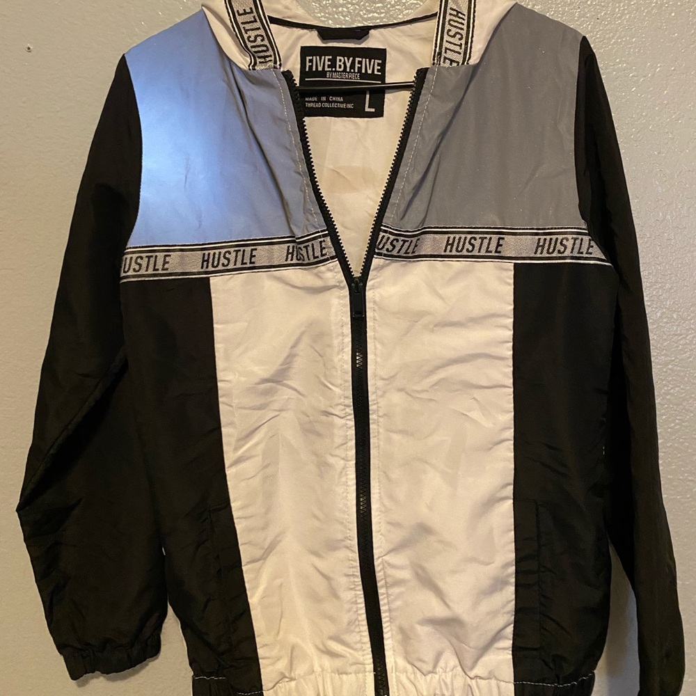 Five by five reflective windbreaker size kids large